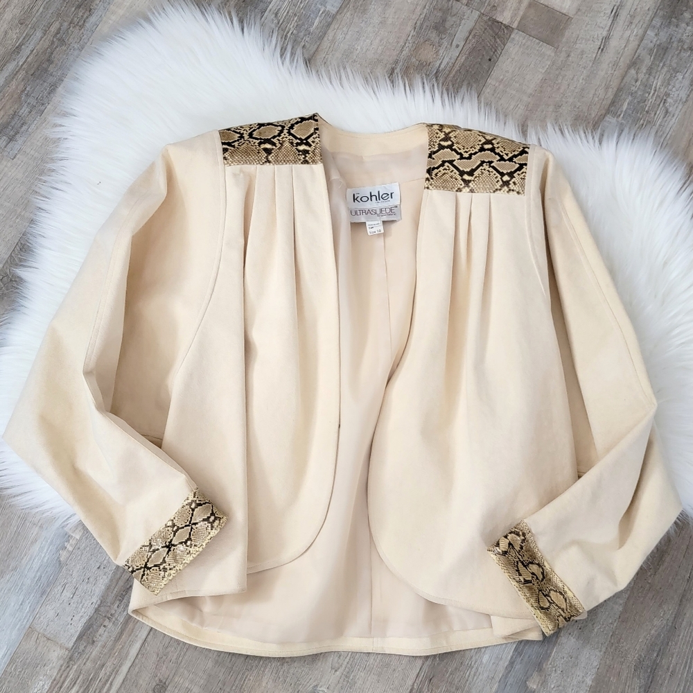 Vintage Kohler UltraSuede Snakeskin Trim Open Jacket Size 10 Union USA - Picture 15 of 15